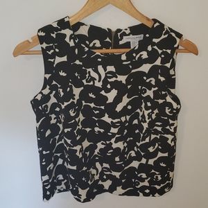 Black & White Floral Crop XS